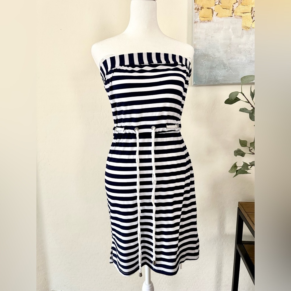 Strapless Beach Dress blue and white
